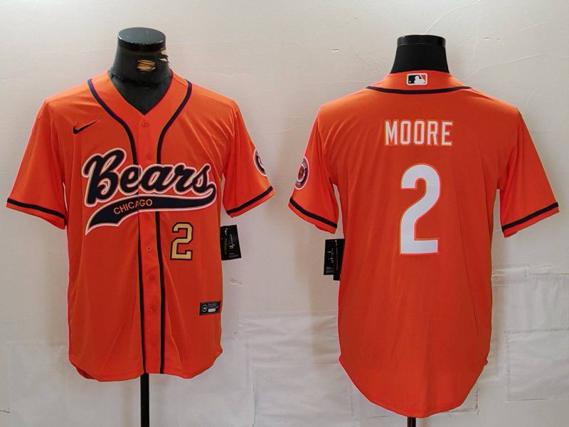 Men Chicago Bears #2 Moore Orange Joint Name 2024 Nike Limited NFL Jersey style 2->youth mlb jersey->Youth Jersey